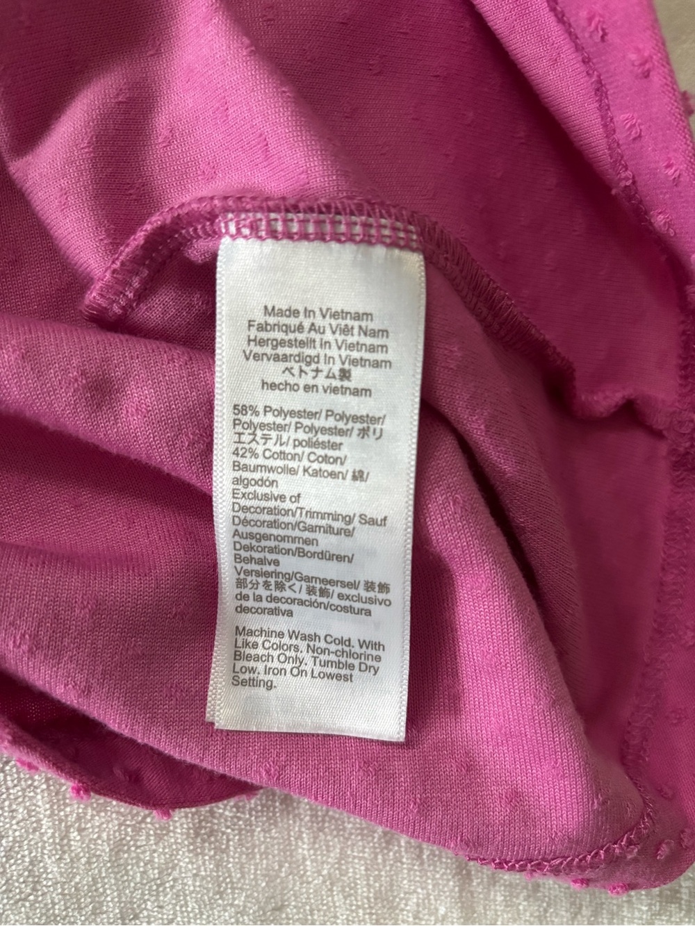 J.Crew Smocked Clip Dot Sleeveless Top Pink Ruffle Neck Size M - Picture 8 of 10